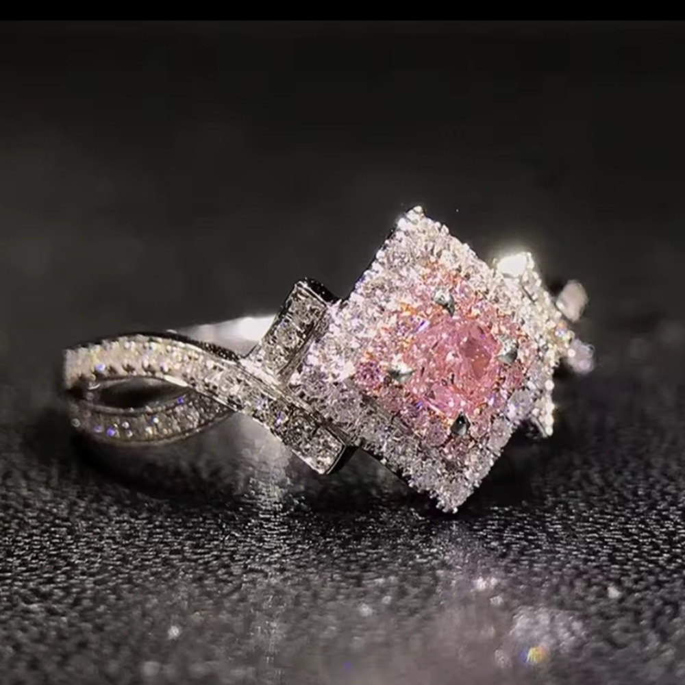 Elegant Pink and Silver Diamond Ring